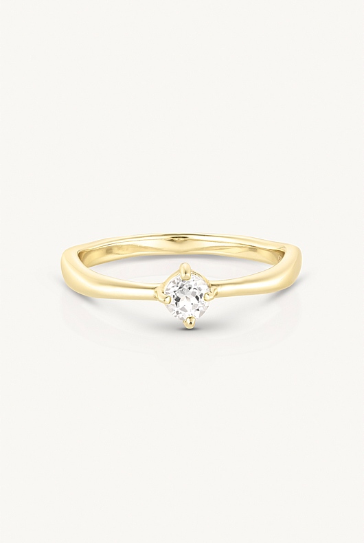 April Topaz Gold Birthstone Ring