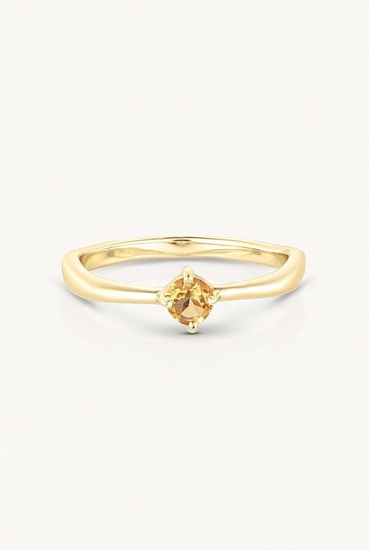 November Citrine Gold Birthstone Ring