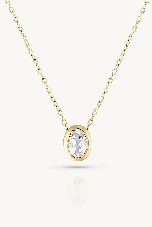 April Topaz Gold Oval Birthstone Necklace