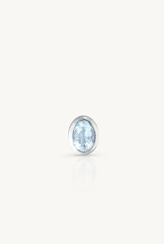 March Aquamarine Silver Oval Birthstone Charm