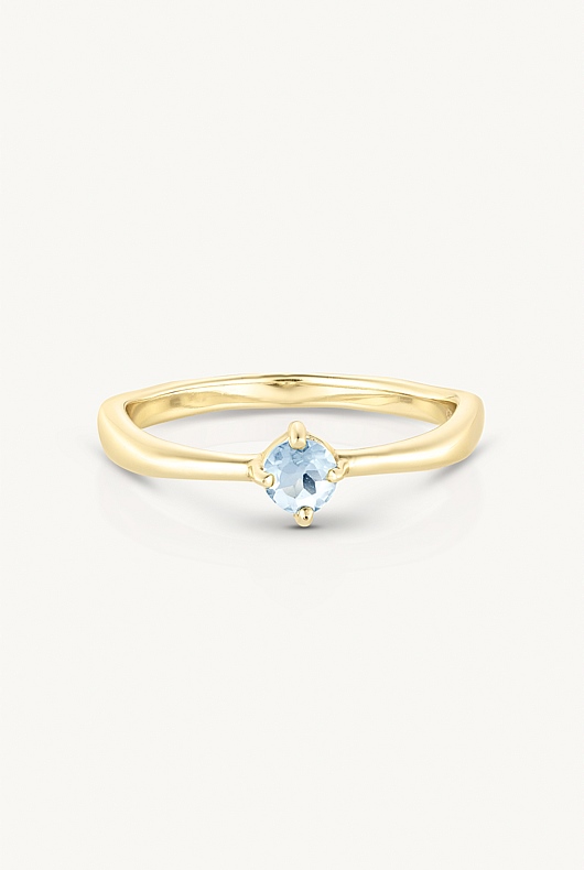 March Aquamarine Gold Birthstone Ring