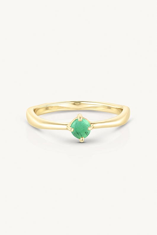 May Emerald Gold Birthstone Ring