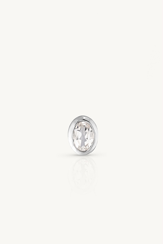 April Topaz Silver Oval Birthstone Charm