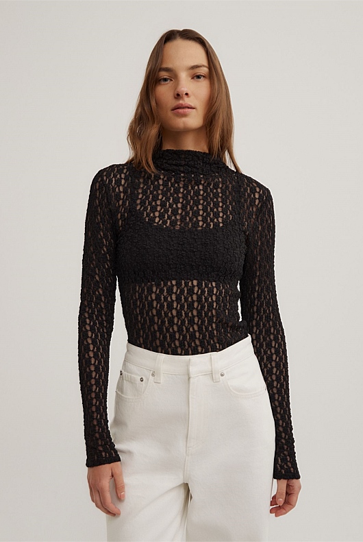 Textured Long Sleeve Top