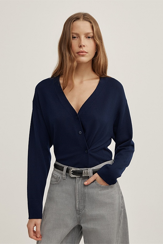 Asymmetric Wrap Knit Cardi