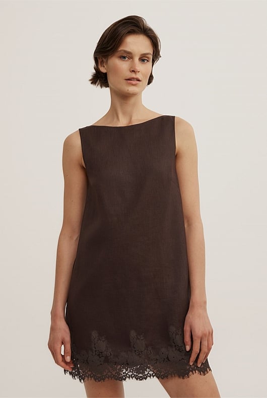 Linen Lace Mini Dress