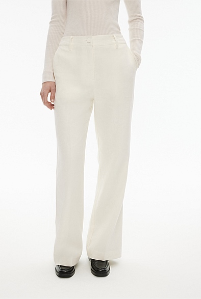 Chalk Linen Trouser - Women's High Waisted Pants