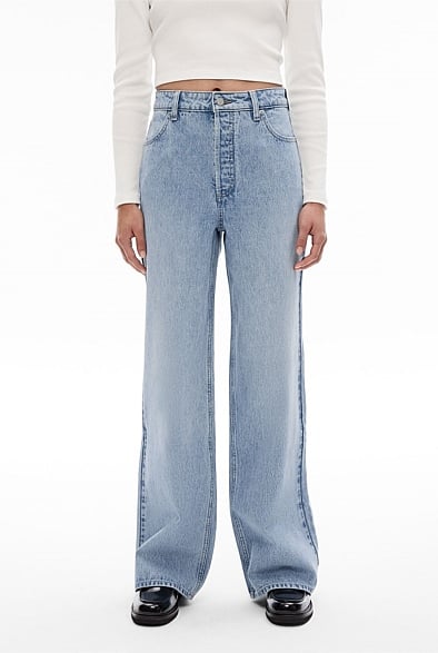 【YOURNUS】X-ray washed wide denim XRay Jeans Boy's Slim Fit Light Washed Denim Jean Pants With