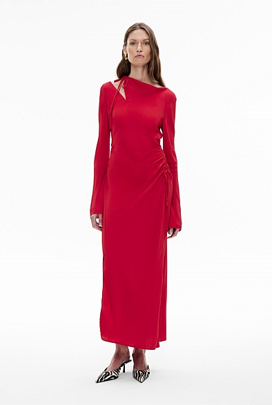 True Red Bias Panel Detail Dress - Women's Red Dresses | Witchery