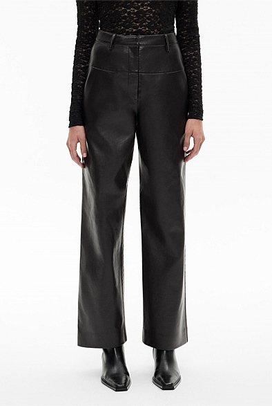 Spliced Faux Leather Pants