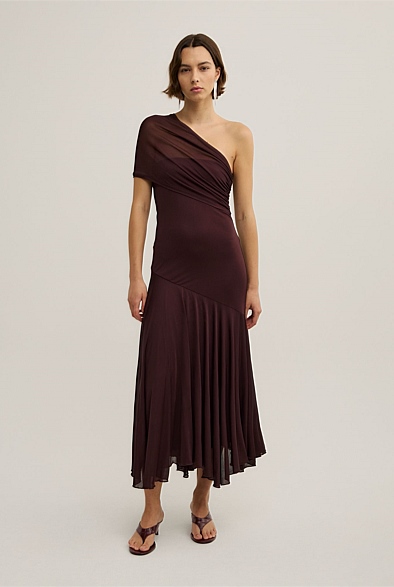 witchery pleated dress Witchery Nude Multi Pleat Print Midi Dress 14 / XL (s) - New With Tags