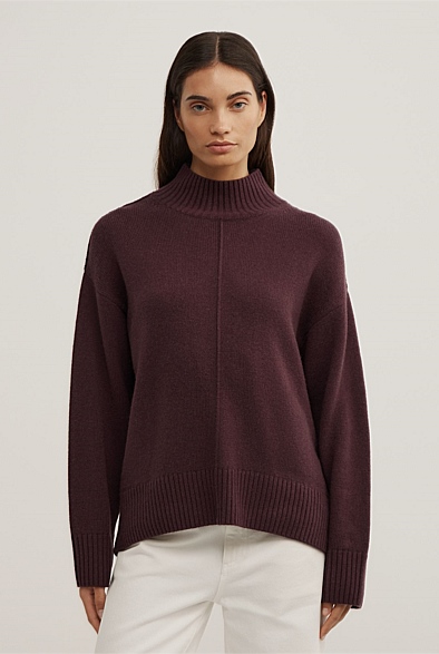 Aubergine High Neck Knit - Women's Sweaters | Witchery