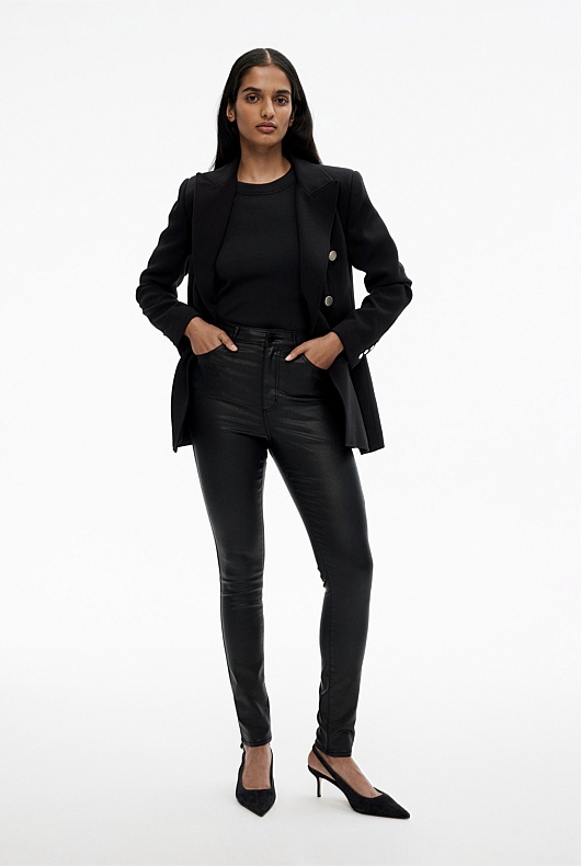 Black Full Length Coated Jean - Women's Skinny Jeans