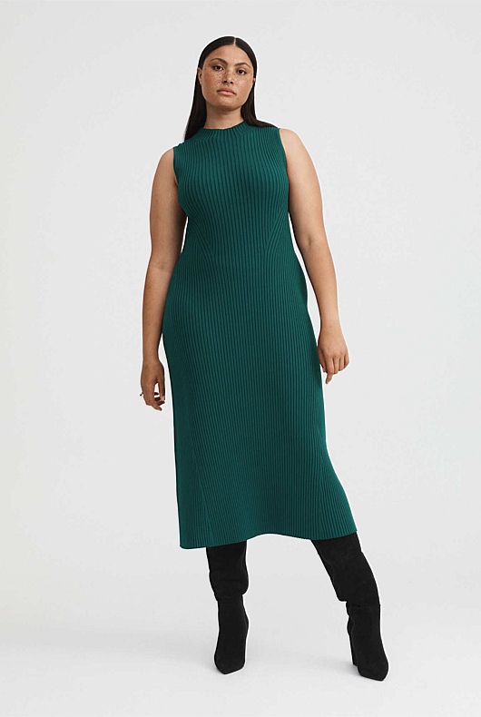 Green mock 2025 neck dress