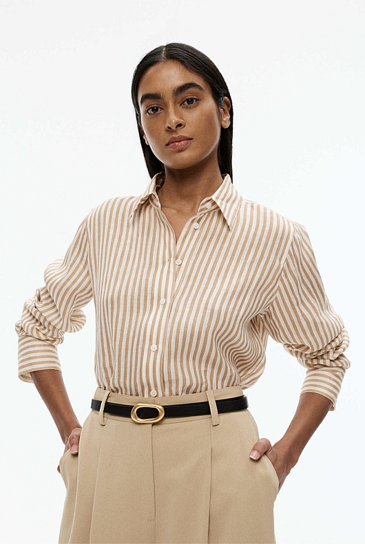 Striped linen outlet shirt womens