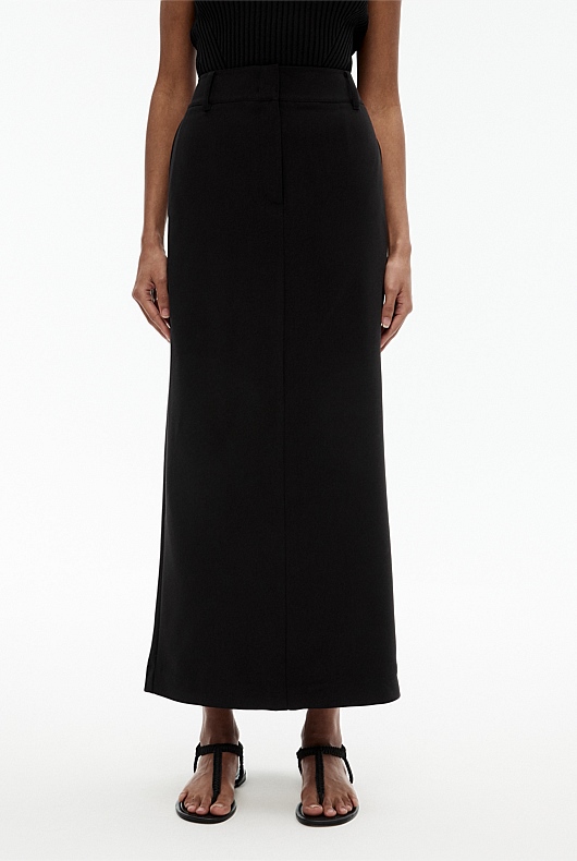 Black Tailored Maxi Skirt - Women's Midi Skirts