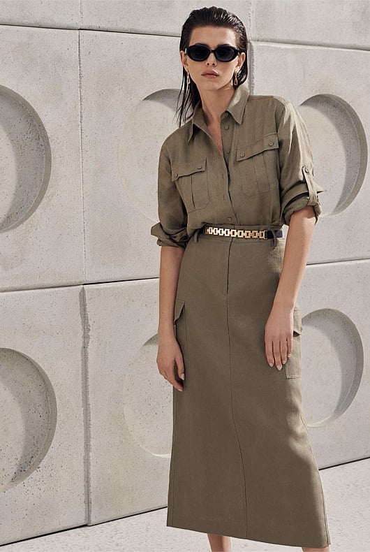 Khaki utility clearance skirt