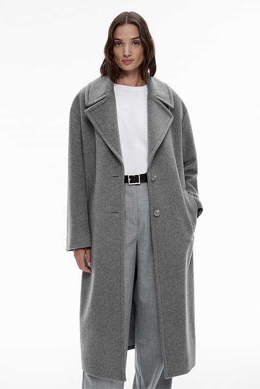 Ice Grey Wool Cashmere Lapel Coat - Women's Coats | Witchery