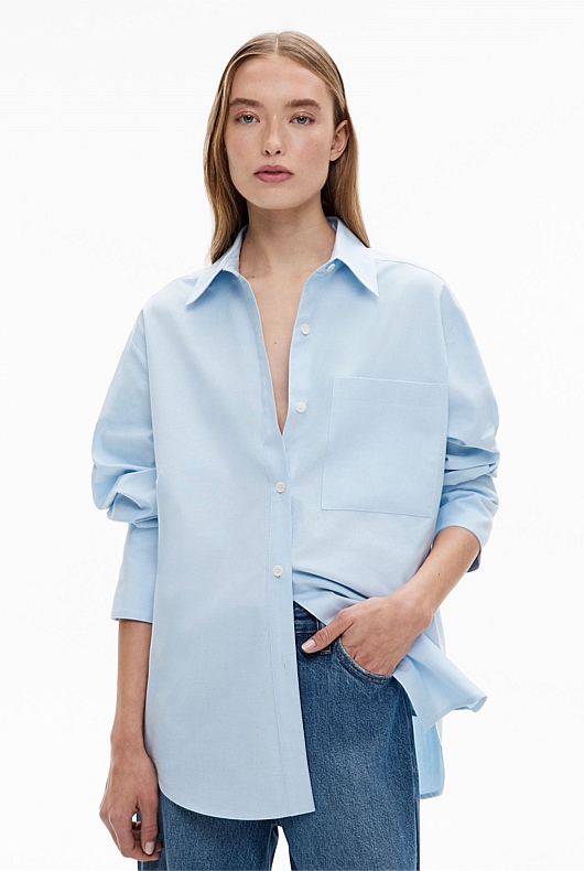 Azure Cotton Oxford Shirt Women s Cotton Shirts Witchery