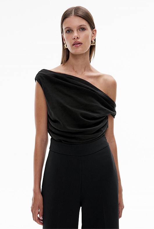 black drop shoulder top