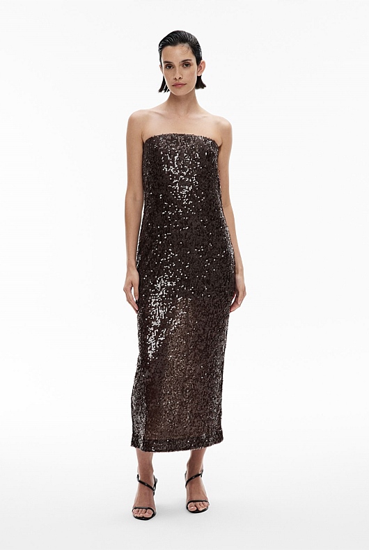 Chocolate Sequin Column Dress - Women's Evening & Cocktail Dresses |  Witchery
