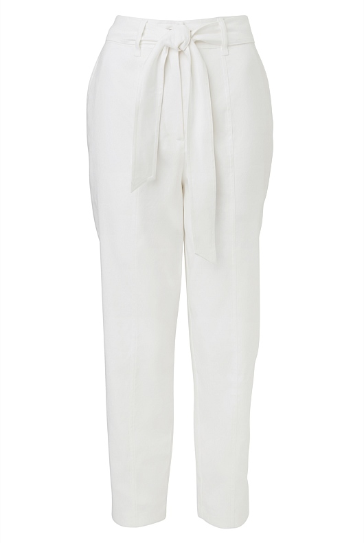 Chalk Stretch Linen Blend Tapered Pant - Women's High Waisted Pants