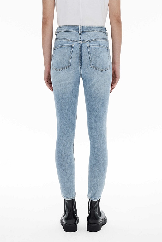 Ripped Water Ripple Embossed Crotch Jeans Light Blue Washed - Temu