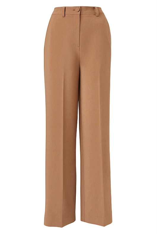 Camel straight outlet leg trousers