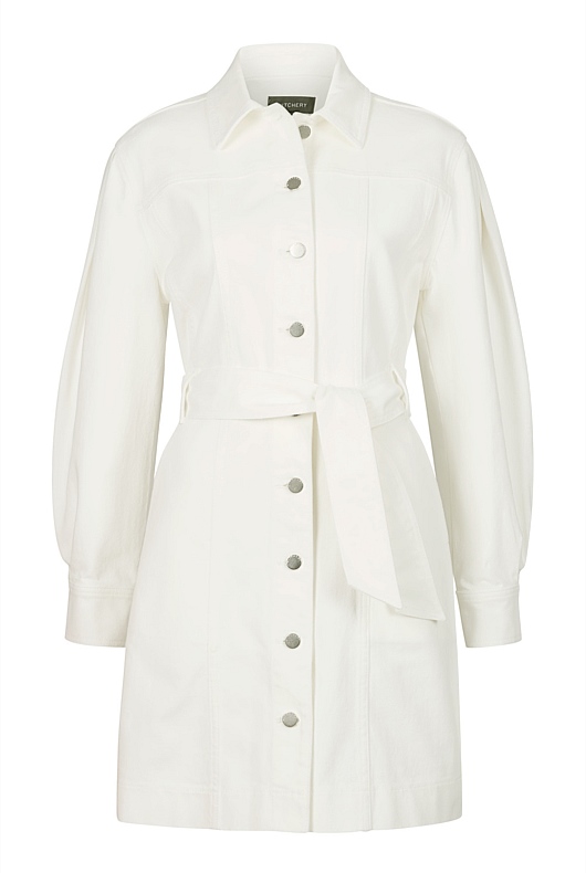 Buy NA-KD women belted solid denim mini dress white Online | Brands For Less