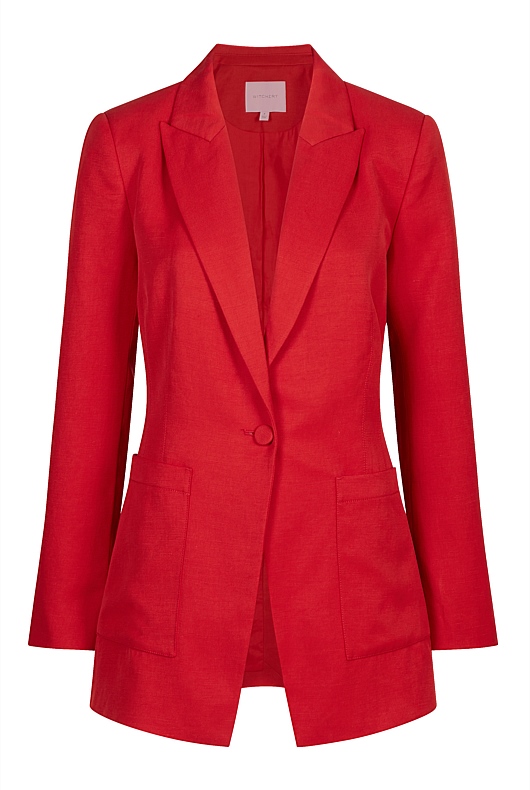 Red linen hot sale blazer womens