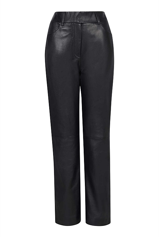 WITCHERY SIZE 6 WOMENS BLACK GOAT LEATHER PANTS BACK STRETCH FABRIC ZIP  ANKLE | eBay