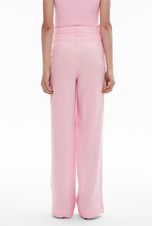 Floss Pink Yd Linen Pleat Pant Women s Dress Pants Witchery