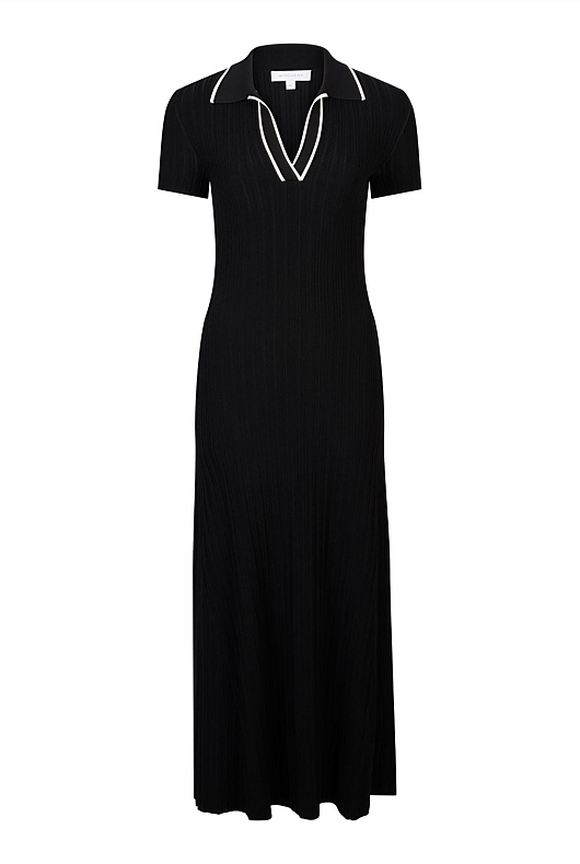 Black Polo Rib Knit Dress - Women's Casual Dresses | Witchery Black Polo Rib Knit Dress - Women's Casual Dresses | Witchery