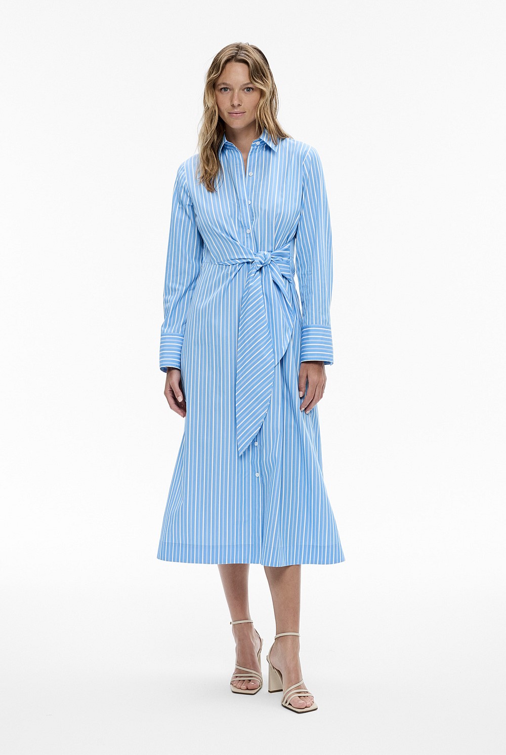 Cafe Society Navy Blue Striped Shirt Dress