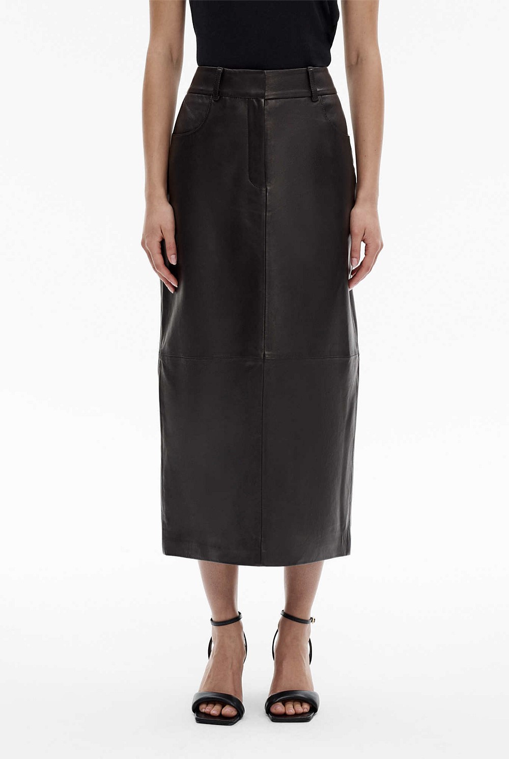 High-Waisted Straight Midi Skirt