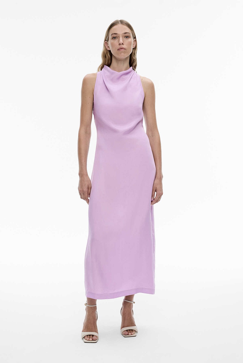 witchery purple dress Iris Cupro Mock Neck Dress - Women's Midi Dresses