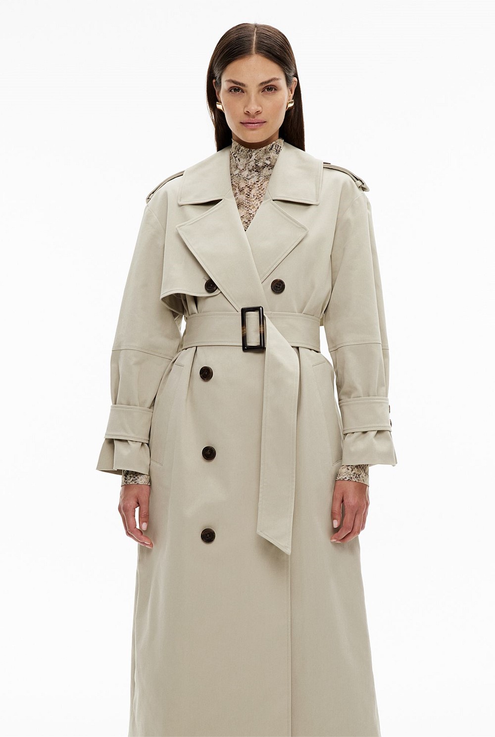 Moss Grey Classic Trench Coat Women's Trench Coats Witchery