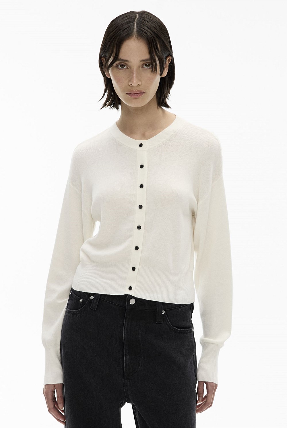 Chalk Cropped Knit Cardigan - Women's Cardigans | Witchery