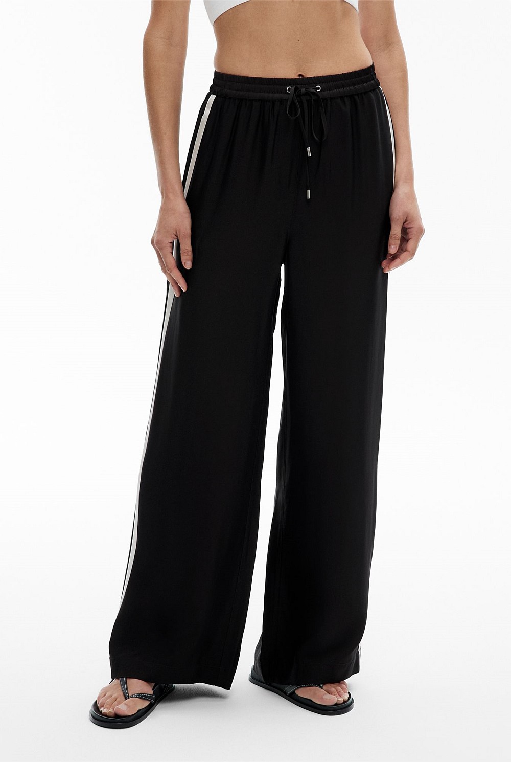 Black Tailored Track Pants Women's Straight Leg Pants Witchery