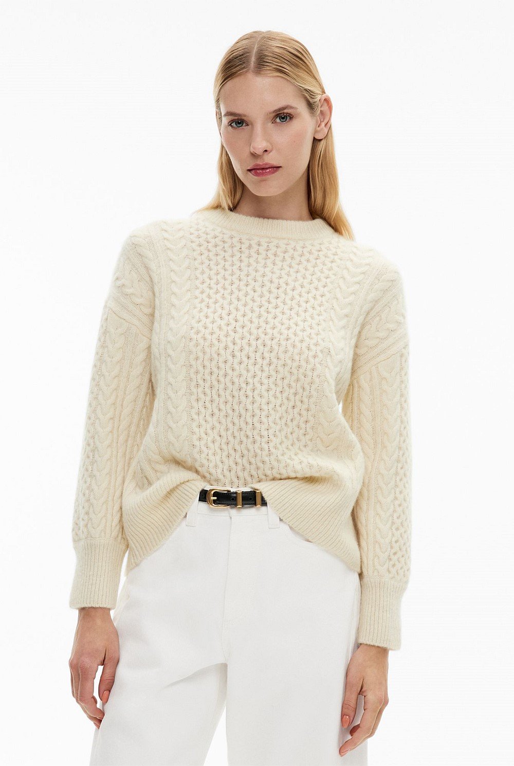 Butter Cable Oversized Knit Women's Workwear Tops Witchery