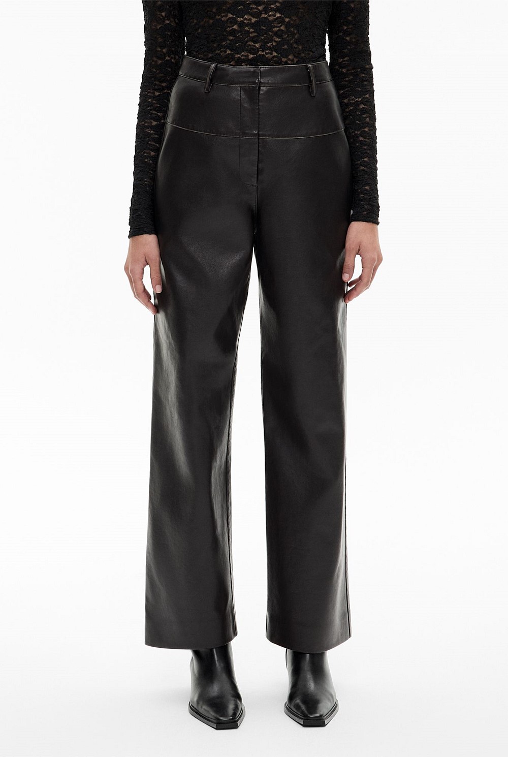 パンツ ZOE faux leather pants / black Black Spliced Faux Leather Pants - Women's Leather Pants | Witchery