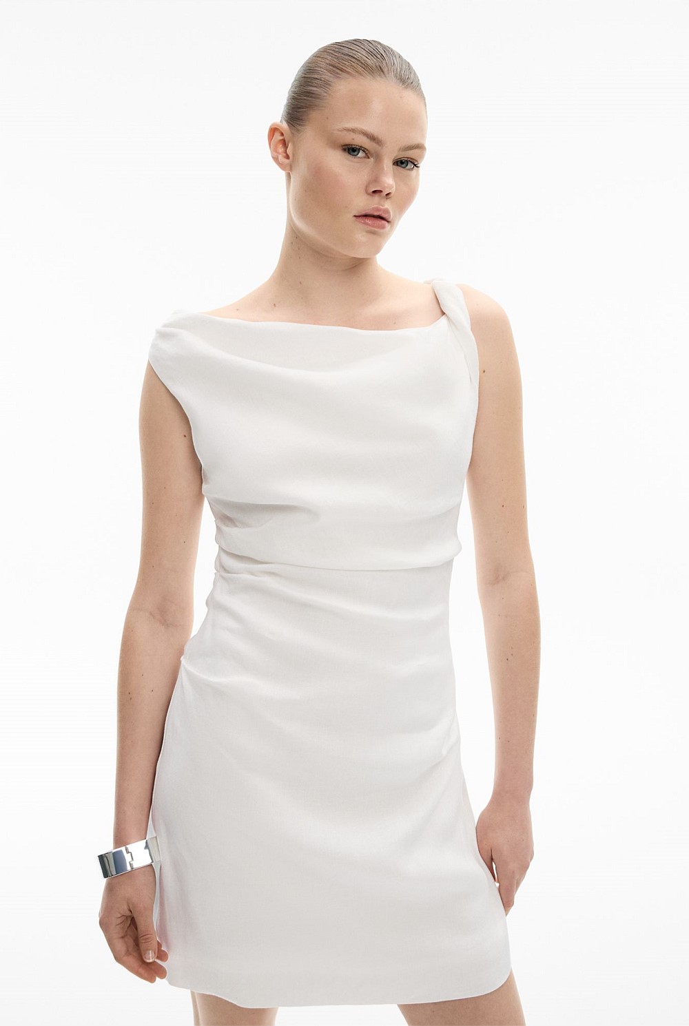 Fresh White Twist Asymmetric Mini Dress - Women's Evening & Cocktail Dresses 