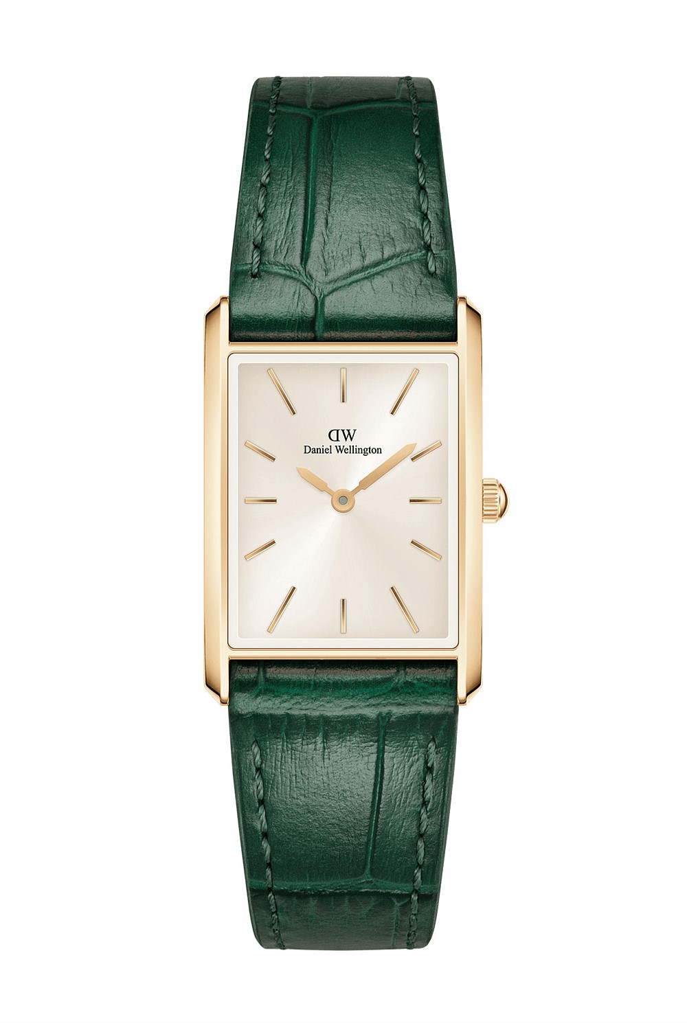 Gold Bound 32x22 Green Croc Leather G Champagne Sunray Watch