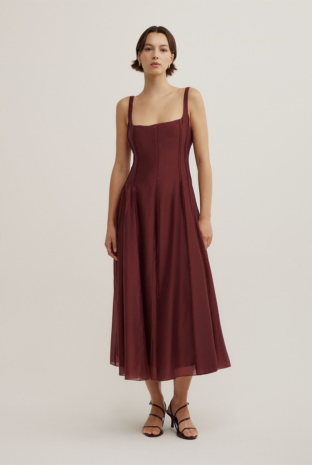 witchery burgundy dress Burgundy Wrapped Shoulder Dress - Women's A Line Dresses