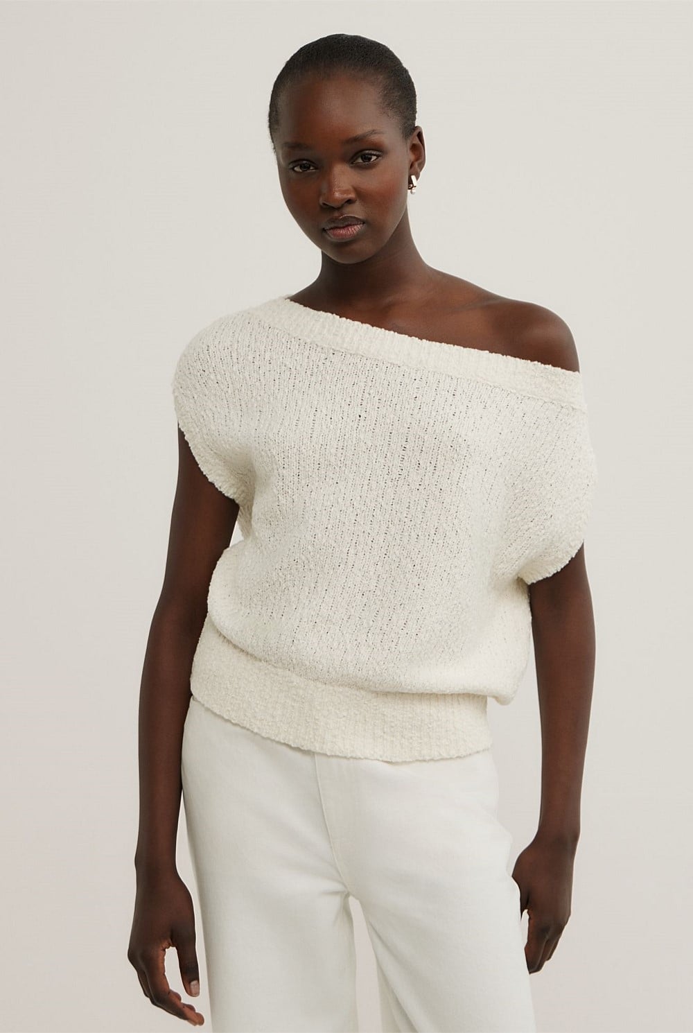 euw ○ wave design knit tank-top / ivory Knitted Tank Top Ivory - Ivory | Djerf Avenue