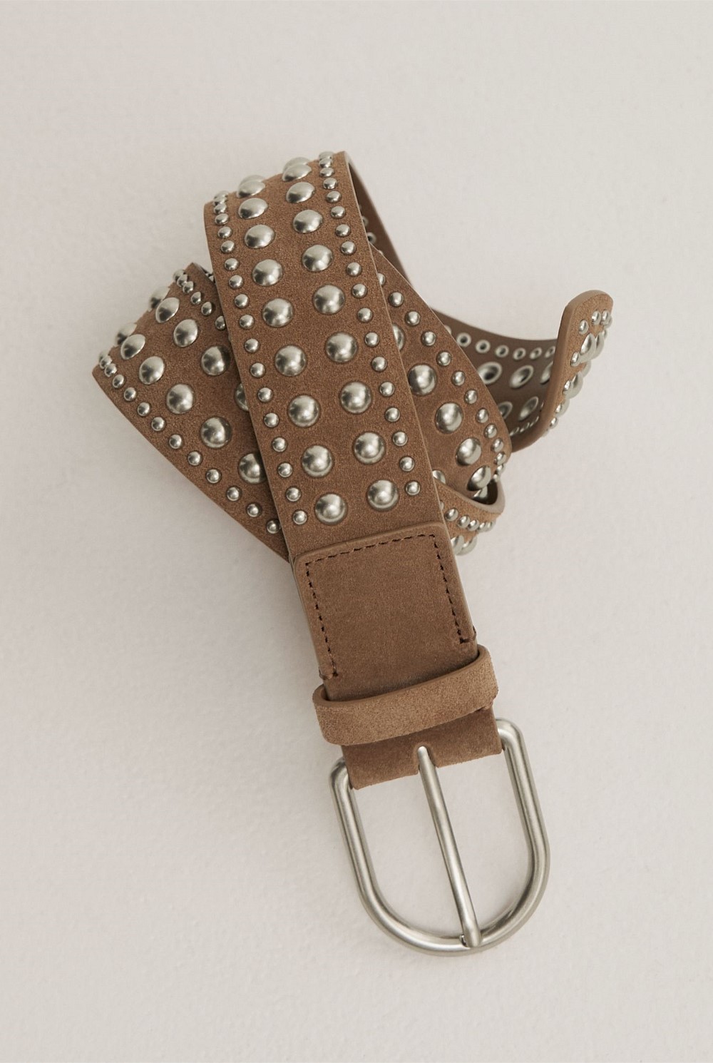 Witchery Leather Belt with studs Walnut Riley Studded Belt - Women main image 2