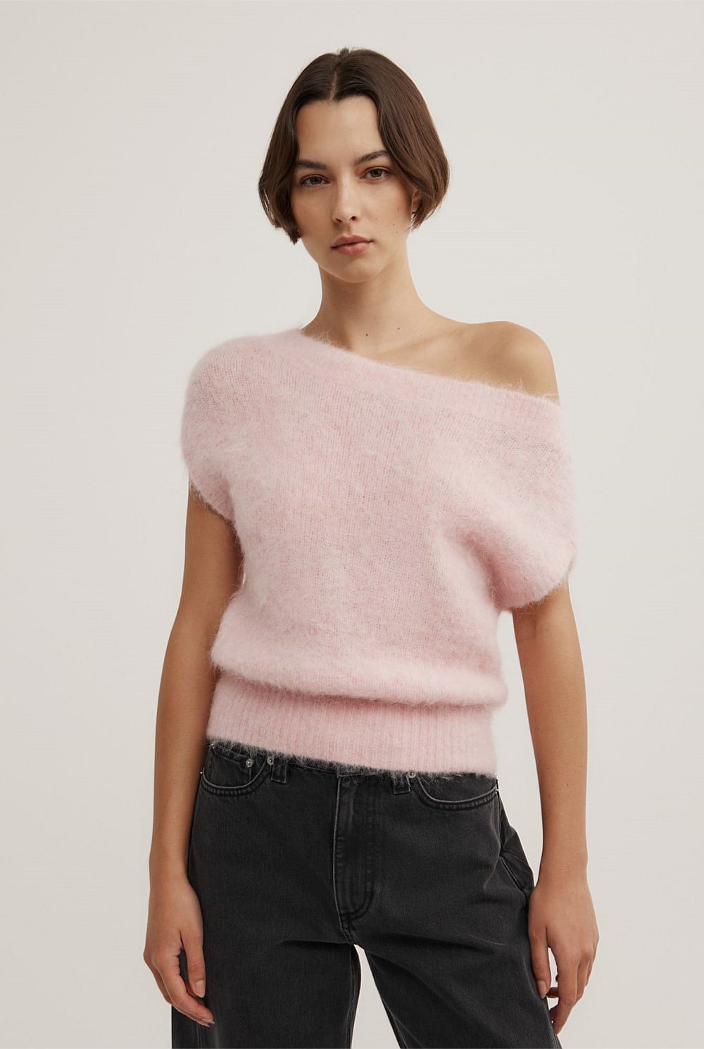 Primrose Marle Asymmetric Fluffy Top - Women's Short Sleeve Tops