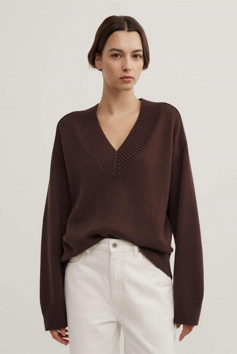 Espresso V-Neck Knit - Women's Sweaters | Witchery