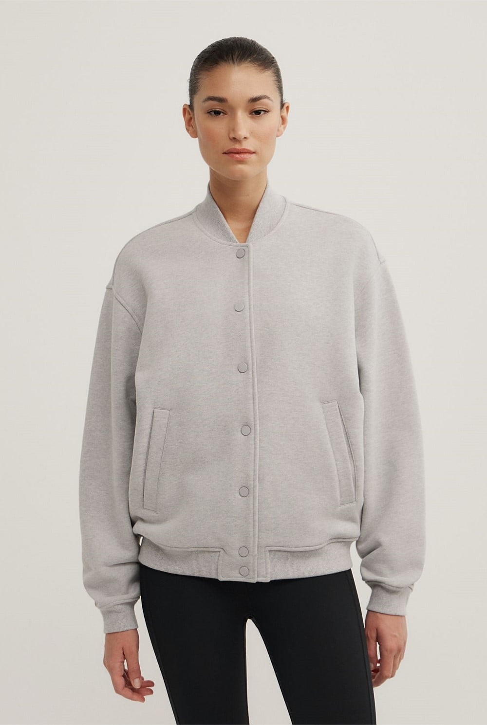Light Grey Marle Varsity Jacket - Women's Jackets | Witchery
