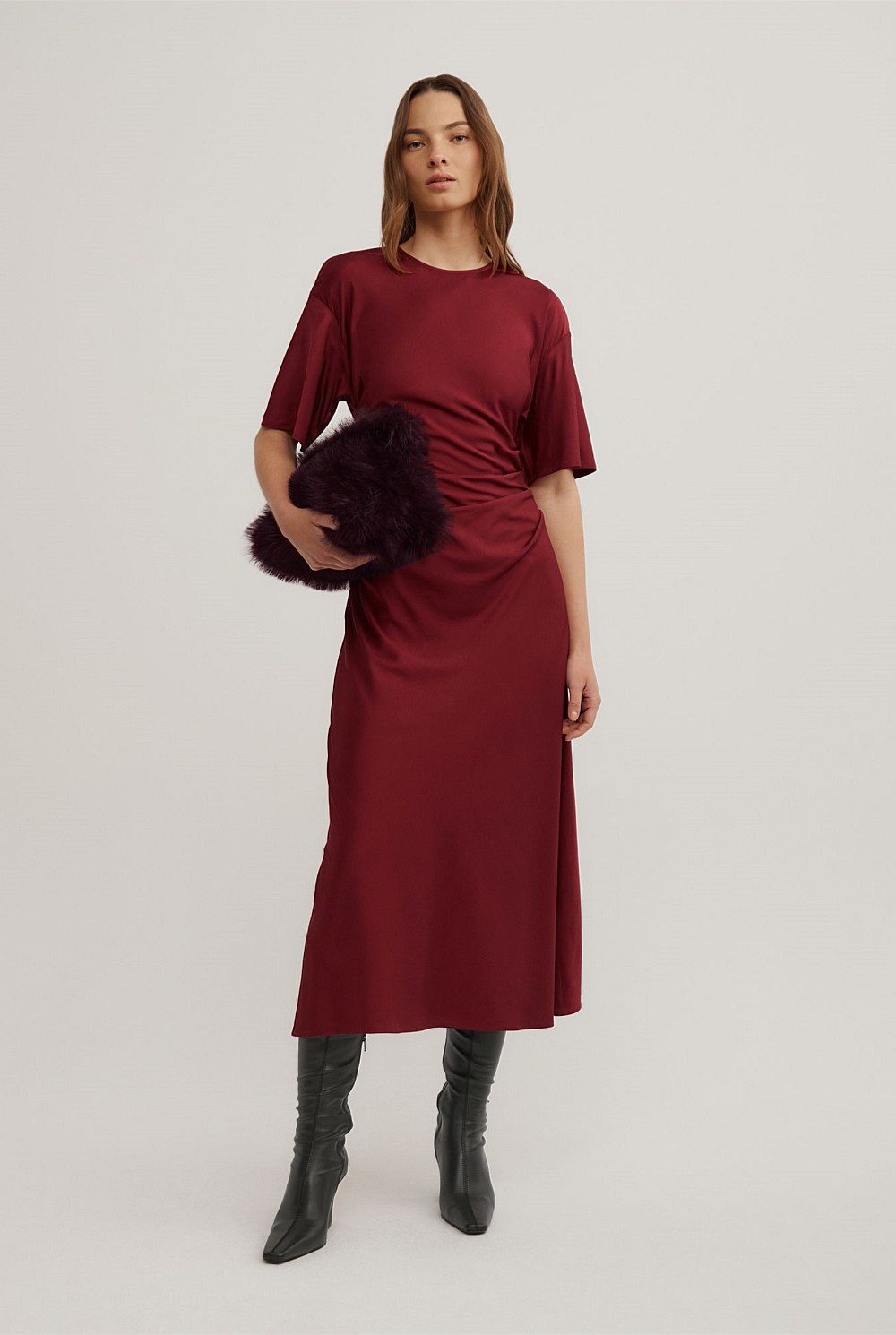 witchery burgundy dress Buy Long Sleeve Dress in Plum | Witchery